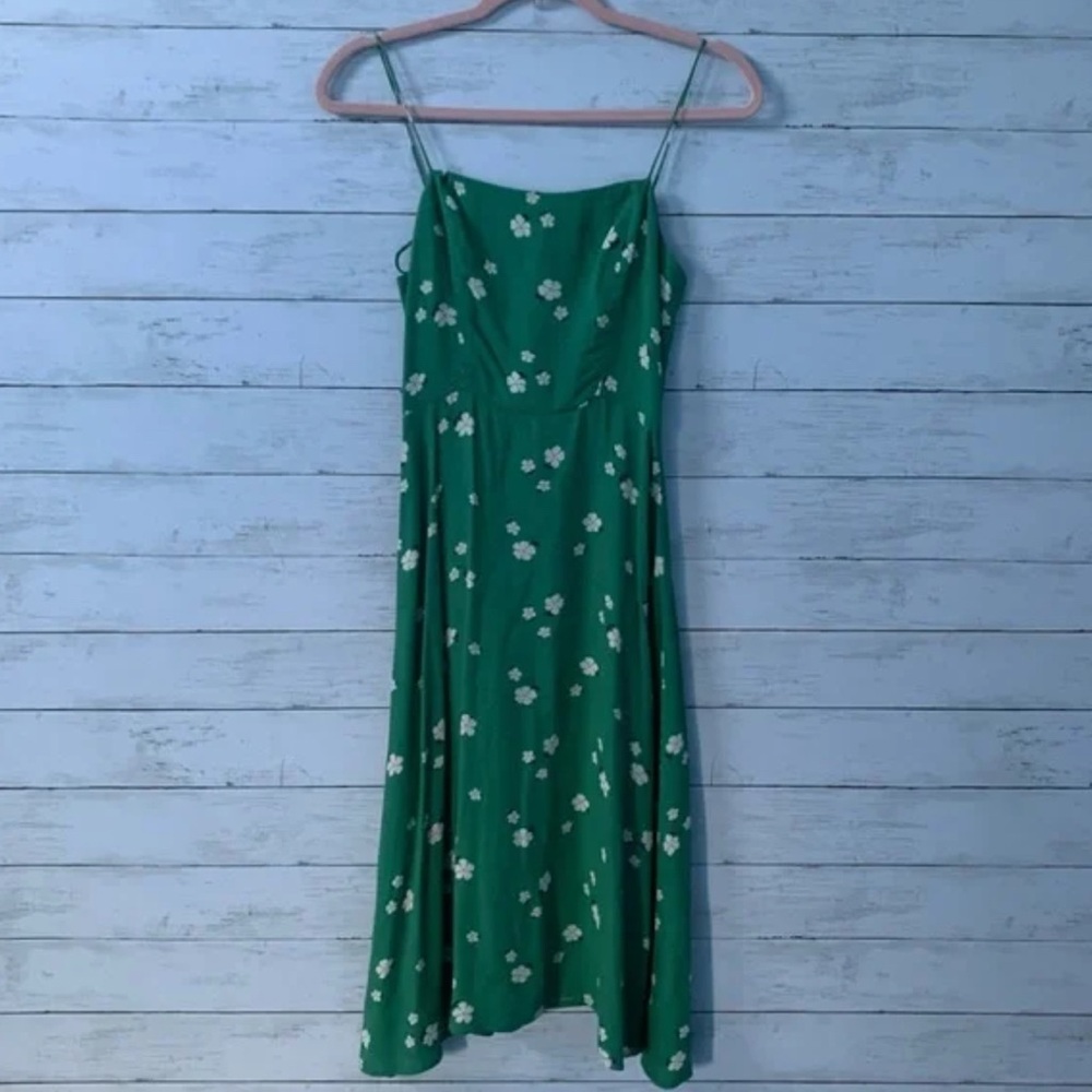 Reformation Green Floral Midi Dress